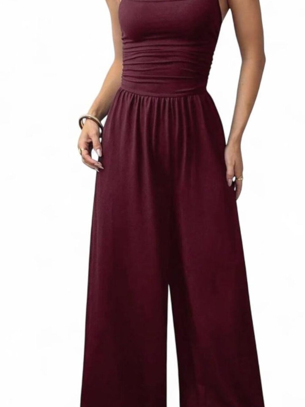 Women's Sexy Backless Jumpsuit with Spaghetti Strap Design.
